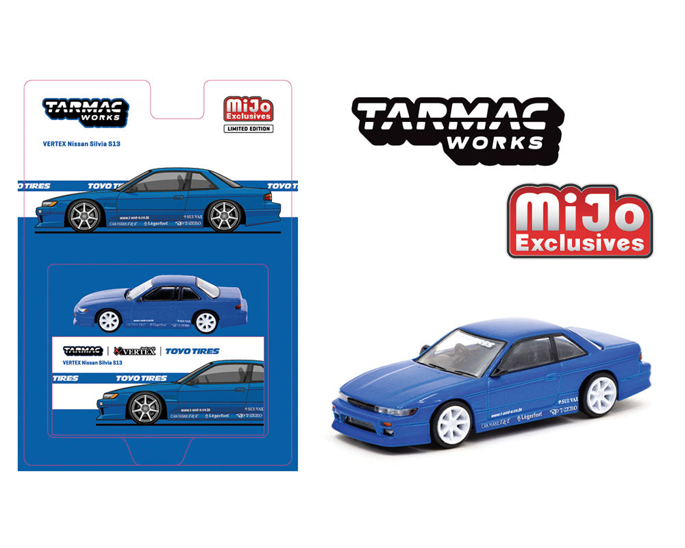 (Pre-order) Tarmac Works 1:64 Vertex Nissan Silvia S13 – Blue Metallic –  Global64 – Mijo Exclusives