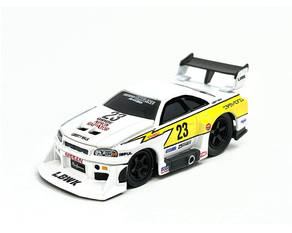 (Pre-order) Muscle Machines 1:64 LBWK Nissan GT-R R34 Super Silhouette Skyline – White – Mijo Exclusives