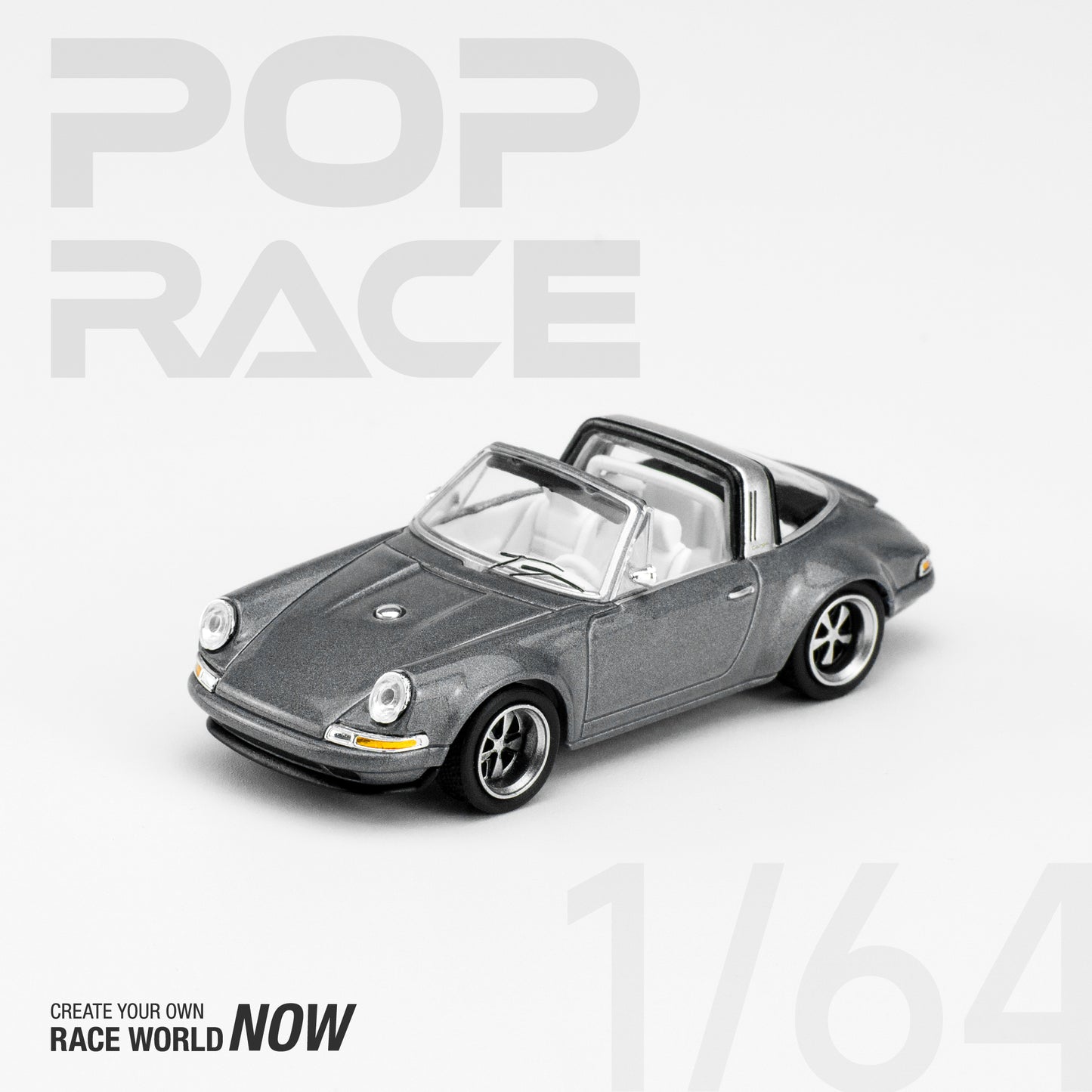 (Pre-Order)  Pop Race  Porsche Singer Targa - Metallic Grey