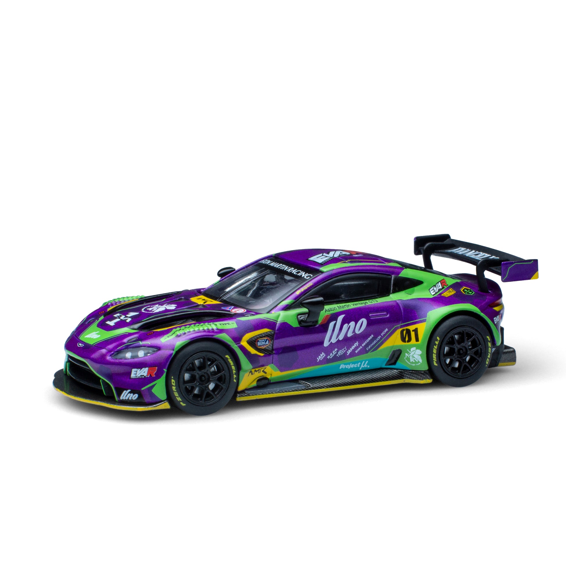 Aston Martin GT3 RHD (Right Hand Drive) EVA RT Test Type-01 Purple with  Graphics 1/64 Diecast Model Car by Pop Race 