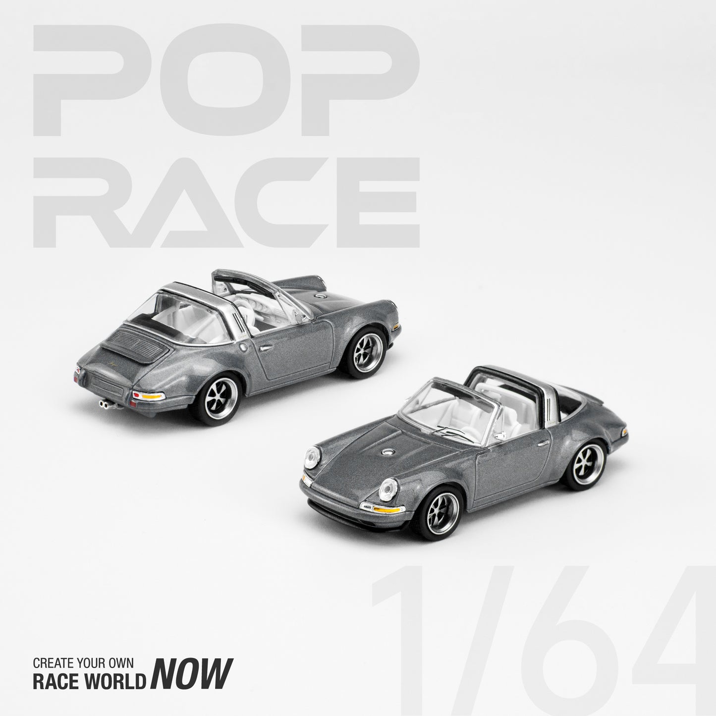 (Pre-Order)  Pop Race  Porsche Singer Targa - Metallic Grey