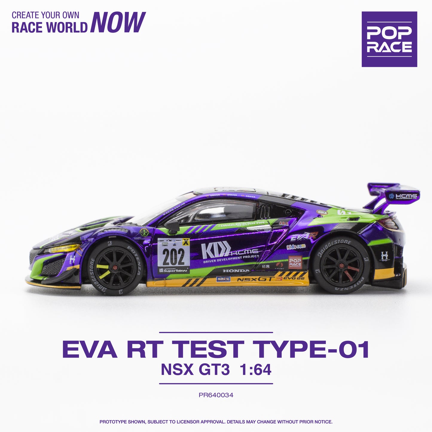 (Pre-Order) Pop Race 1/64 EVA RT TEST TYPE-01 NSX GT3
