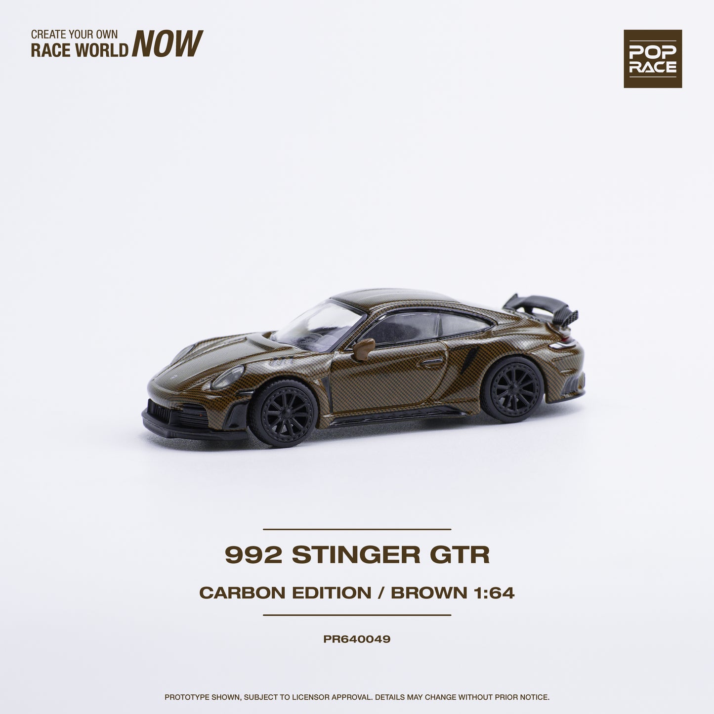 (Pre-Order) Pop Race 992 Stinger GTR Carbon Edition - Brown 1/64