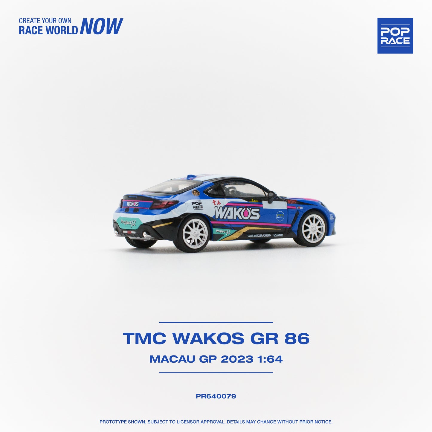 (Pre-Order) Pop Race TOYOTA GR86 1/64 TMC WAKOS MACAU GP 2023