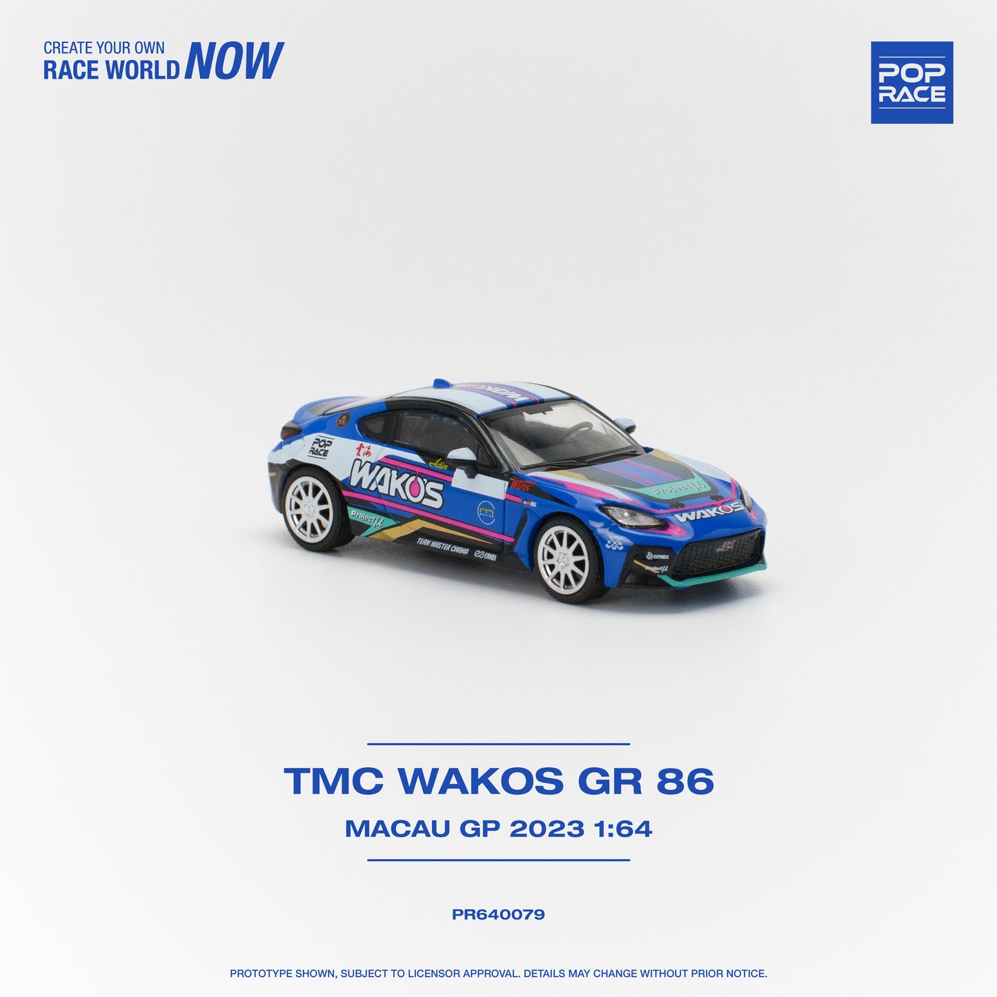 (Pre-Order) Pop Race TOYOTA GR86 1/64 TMC WAKOS MACAU GP 2023