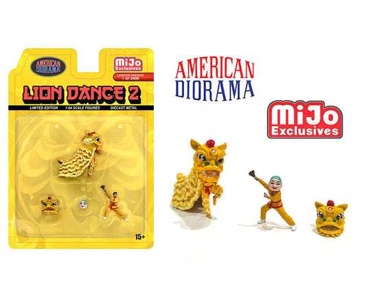 (Pre-order) American Diorama 1:64 Mijo Exclusive Figures Lion Dance Set 2 – Yellow – Limited 2,400 Set