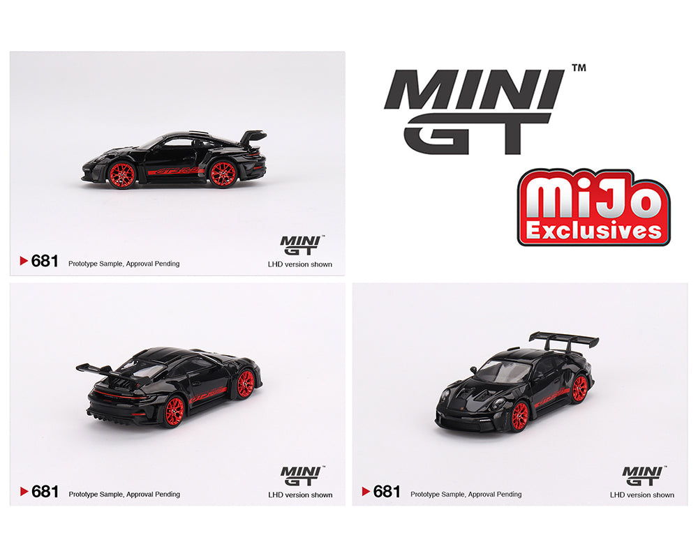 (Pre-order) Mini GT 1:64 Porsche 911 (992) GT3 RS – Black with Pyro Red – MiJo Exclusives