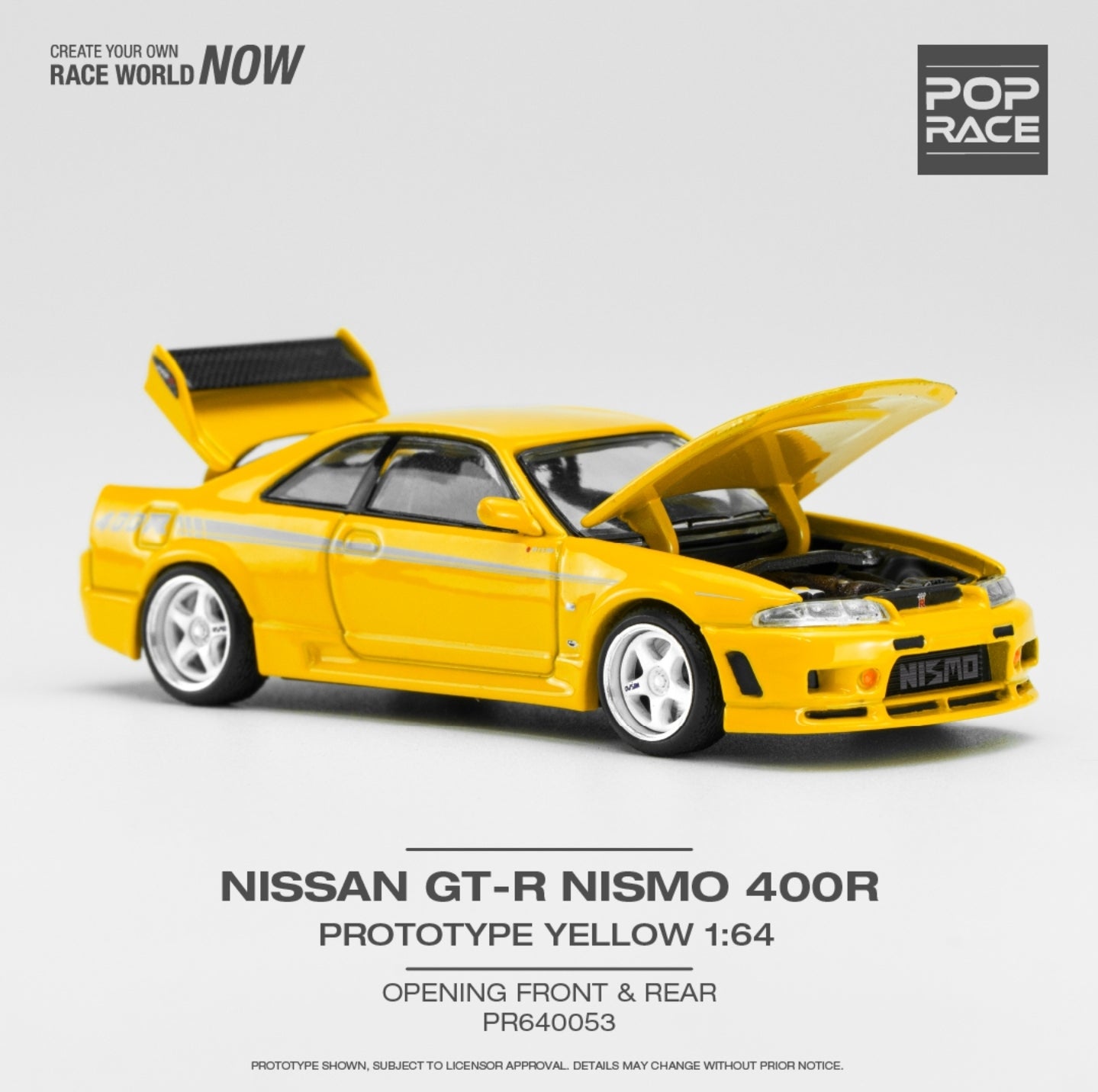 (Pre-Order) Pop Race 1/64 Nissan Skyline GT-R Nismo 400R Prototype Yellow