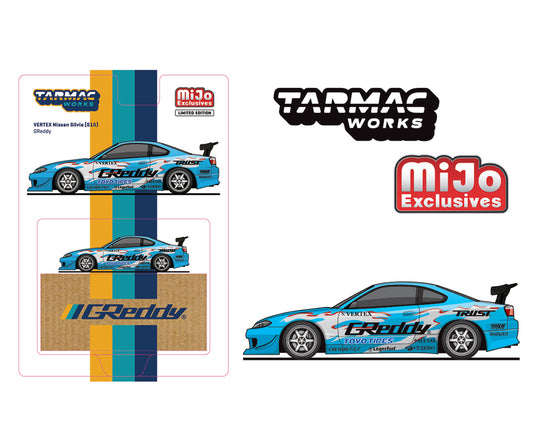 (Pre-order) Tarmac Works 1:64 Vertex Nissan Silvia (S15) GReddy Special Limited Edition – MiJo Exclusives