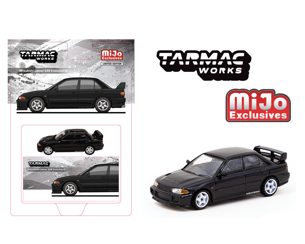 (Pre-order) Tarmac Works 1:64 Mitsubishi Lancer GSR Evolution III- Black – Global64 – Mijo Exclusives