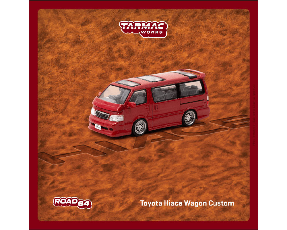 (Pre-order) Tarmac Works 1:64 Toyota Hiace Wagon Custom – Red – Road64