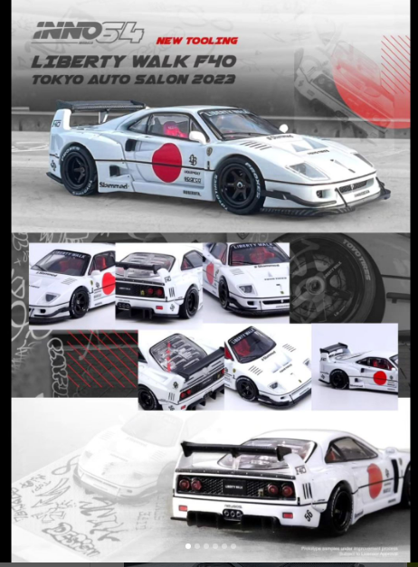 INNO64 1:64  F40 Liberty Walk Tokyo Auto Salon 2023 Edition in White