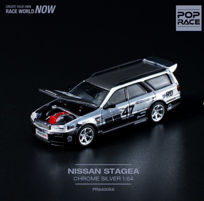 (Pre-Order) Pop Race Nissan Stagea Chrome Silver